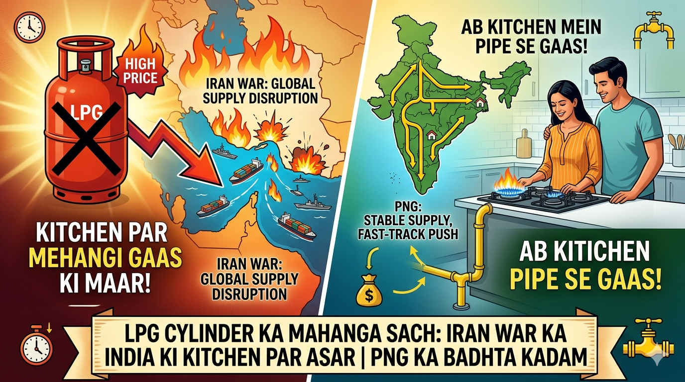 Iran War का असर: India में LPG Shortage India 2026 और PNG की बढ़ती Demand