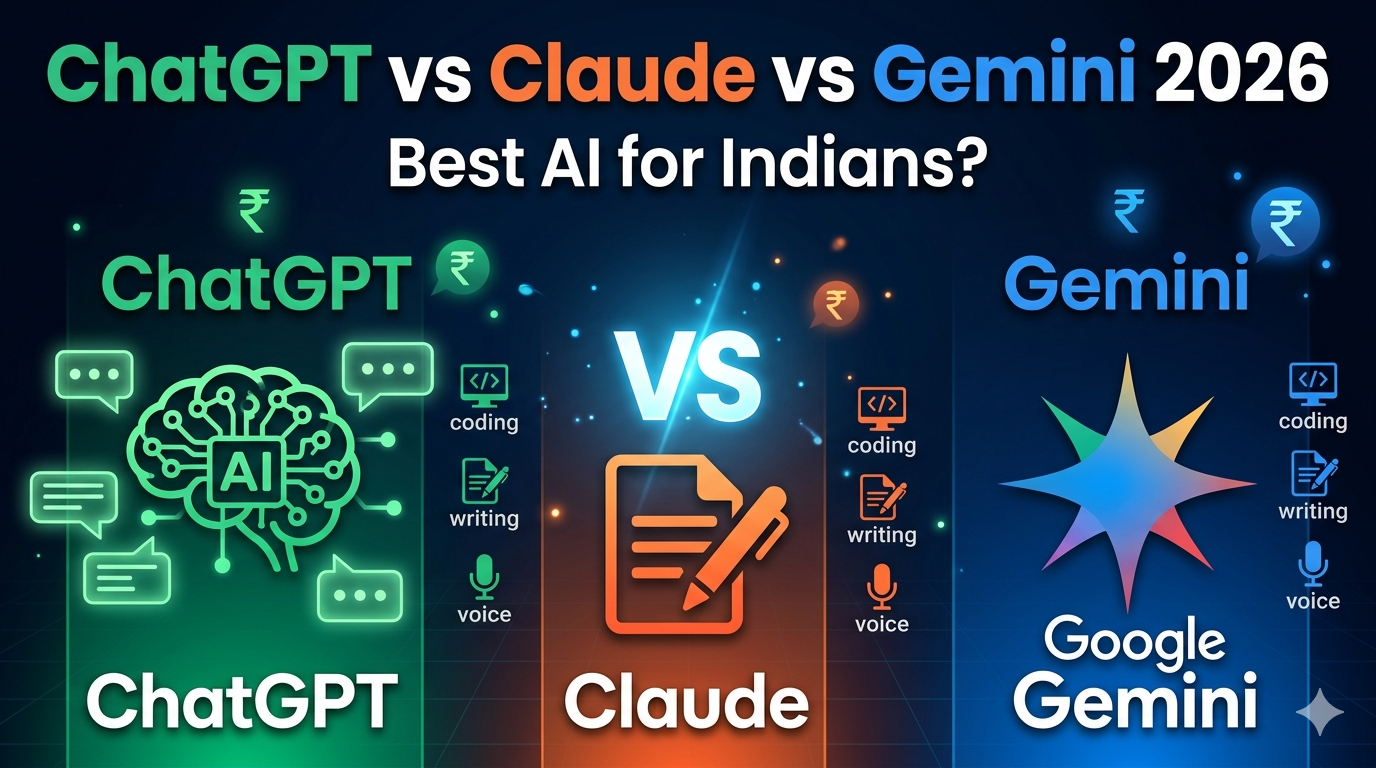 ChatGPT vs Claude vs Gemini 2026 — Kaun Sa AI Best Hai Indians Ke Liye? (Honest Review)
